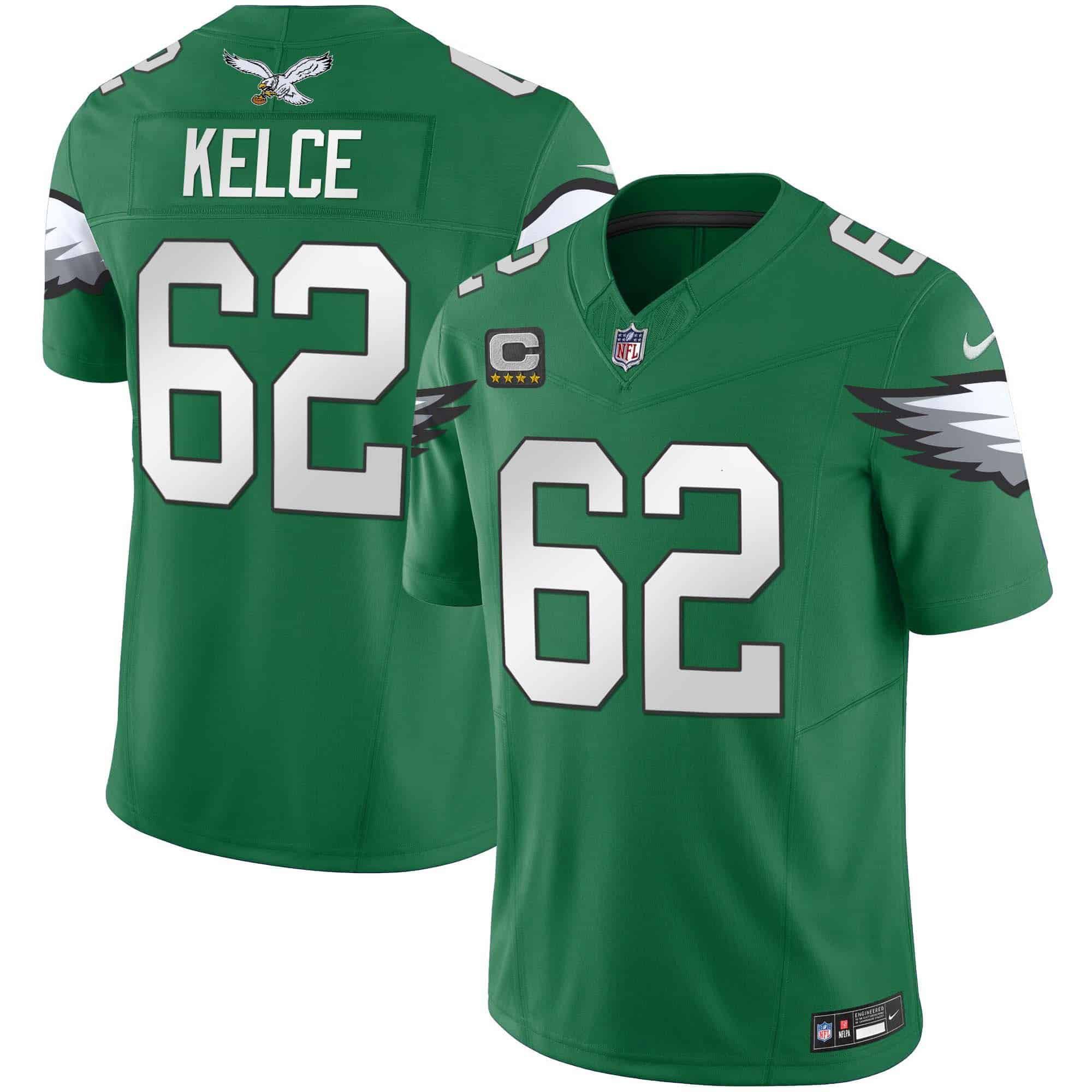 Men Philadelphia Eagles 62 Kelce Green 2024 Nike Vapor Limited NFL Jersey